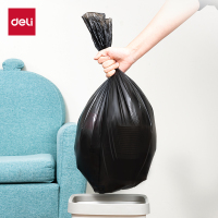 得力DP738清洁劳保-垃圾袋平口八角底50*60cm 办公用品 (黑)(30只/卷) 5卷装