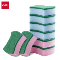 得力得心LQ393海绵百洁布10x8cm聚氨酯 (混色)(8片/包) 2包装