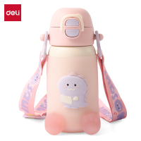 得力LL623保温杯 (520mL) (316内胆) (抗菌杯套) (弹盖双饮) (粉色)