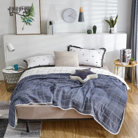 伊伊爱 TZ0BH02200144 全棉六层纱布毛巾毯150*200cm格子蓝(条)