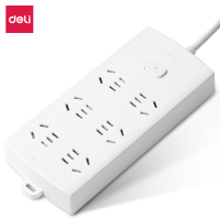 得力LX114(1.8)莹白系列延长线插座_6组_1.8米_PE袋装(白)(个)