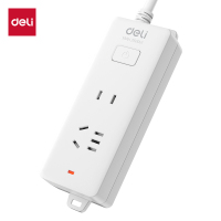 得力插座_1+1_2米_PVC袋装 插线板 (白)(只)