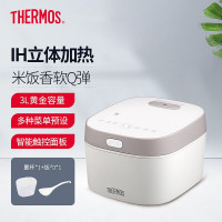 膳魔师(THERMOS)IH电饭煲3L 电磁加热加厚精铁球釜杂粮饭煲粥煲汤多功能家用智能预约电饭煲EHA-4134E白色