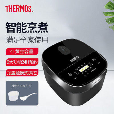 膳魔师(THERMOS)电饭煲4L大容量家用多功能智能预约触屏防粘涂层内胆电饭锅2~8人 EHA-4146E-PB 黑色