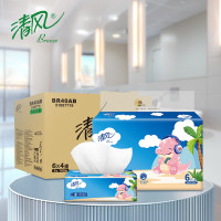 清风小恐龙IP3层100抽抽取式家用面巾纸 24包 BR40AB