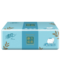 清风原木纯品3层四叶草压花100抽抽取式家用面巾纸 8包 BR40AQ