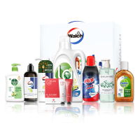 威露士日化套装-24DJ341 300ml洗发露+450ml沐浴露+1.05L洗衣液+洁厕灵+洗手液+护手霜+消毒液