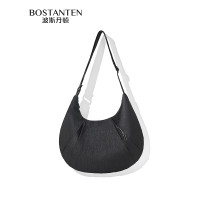 波斯丹顿饺子包女生简约时尚潮流休闲百搭单肩斜挎 黑色BL1241141