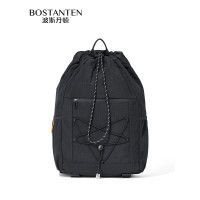 波斯丹顿男士轻便束口抽绳双肩包学生书包运动登山包大容量户外骑行背包女 黑色[前幅干湿分离仓]B62242231