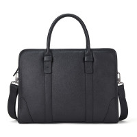 波斯丹顿公文包出差商务时尚男士手提单肩斜挎包大容量头层牛皮文件电脑包 黑色BJ1231023