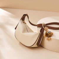 波斯丹顿包包女2023百搭斜挎包女饺子包百搭单肩腋下包女 米白色BL1232381