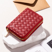 波斯丹顿卡包百搭大容量多卡位零钱包编织纹手拿包银行卡夹卡片包 编织纹酒红BL7233001-66