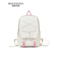 波斯丹顿双肩包户外运动背包男女大学生书包大容量背包出差旅游电脑包 米白色BJ6234561-04