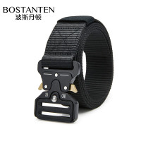 波斯丹顿男士帆布编织裤腰带大学生军训布腰带户外裤带自动扣潮流皮带 黑色(均码)BJ4204051-00