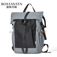 波斯丹顿男双肩骑行背包旅行户外徒步登山大容量机能大学生电脑书包 灰色配黑B6243141-01