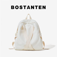 波斯丹顿女生小型双肩包小众设计简约休闲轻便百搭大容量学生书包男 米白B6243191-04