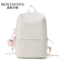 波斯丹顿背包男女简约双肩包大容量笔记本电脑包大学生差旅书包 米白B6244851-04