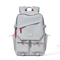 波斯丹顿双肩包男大容量学院风书包百搭多隔层背包男笔记本电脑包 灰色B6244831-01