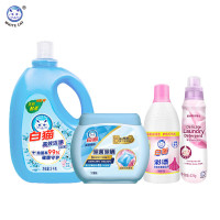 白猫深层去渍洗衣凝珠洗衣液衣物清洁套装4.67kg(洗衣液3kg+洗衣凝珠8g*50颗+丝绸洗涤剂 570g)