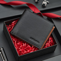 波斯丹顿钱包男士短款牛皮零钱包钱夹 黑色BJ3221001-00