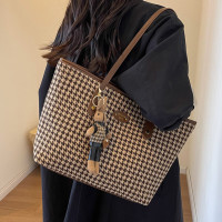 波斯丹顿千鸟格单肩包女士托特包 咖色(带挂件)BL6234961-10