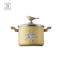 火象鸟啼花开珐琅汤锅 锅具 23.5cm 黄色 HXG-YZ011