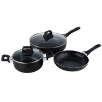 赫曼德家用雅致麦饭石不粘锅三件套HMD-9731