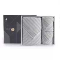 洁丽雅新疆棉抗菌浴巾套装礼盒纯棉柔软吸水大号毛浴巾 毛巾*2+浴巾*1 浅灰 W0846+W0640