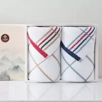 洁丽雅(Grace)毛巾礼盒2条装纯棉洗脸巾加厚毛巾礼盒 情侣毛巾 76*34 棕色+兰色