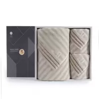 洁丽雅(Grace)抗菌浴巾套装礼盒纯棉柔软吸水大号毛浴巾 毛巾*2+浴巾*1 浅棕#W0846+W0640