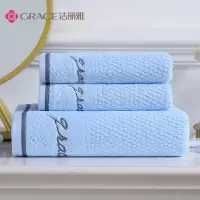 浴巾家用纯棉1浴巾+2毛巾 组合装 成人男女柔软吸水全棉大号毛巾浴巾裹巾 蓝色