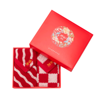 洁玉洗脸巾男女家用情侣柔软吸水不掉毛洗澡擦脸欢禧毛巾(S) 礼盒装 (红白格款) 1条J4940F-A-2
