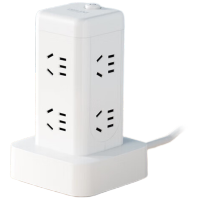 德力西电气CD102H-D系列延长线插座(带电源适配器)立式排插 八位五孔 1.6米 CD98H-DK8X 1.7