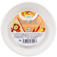 芳草地一次性盘子20.5cm*40只户外烧烤水果纸盘纸碟儿童手工DIY纸浆餐具 3G6039