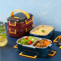 国风北欧双层便当盒GF-0708 上班族304不锈钢带盖双层便当盒保温餐盒微波炉加热便携
