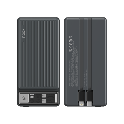 ROCK P98 PD20W快充移动电源 带线款 PBX166 10000mAh 黑色