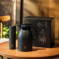 焖大师(MENDASHI)锦鲤商务套装MT1602W升级款保温壶1600ml+保温杯600ml组合套装