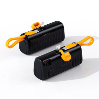 舒曼.伯特 F1胶囊充电宝5000毫安时充电宝应急迷你口袋自带Type-c插头移动电源 黑色