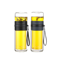 果兹(GUOZI)智享旋转式茶水分离杯GZ-S56A 下茶仓225ml+上茶仓100ml 商务蓝
