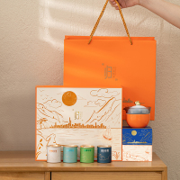 沏一杯茶 归·月满圆满礼盒套装 归兔旅行茶具1套+铁观音+茉莉花茶+绿茶+正山小种+茶点2盒