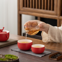 沏一杯茶 喜上眉梢便携式旅行茶具PT919A一壶两杯EVA便携包礼盒