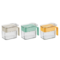 EKCO三色调料罐套装EK-PJ03B052C/KZ 厨房家用玻璃材质盐罐调料罐作料盒组合套装300ml*3