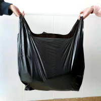 黑色背心式垃圾袋方便袋手提塑料袋加厚垃圾袋购物袋 37*55cm50只/包 一包