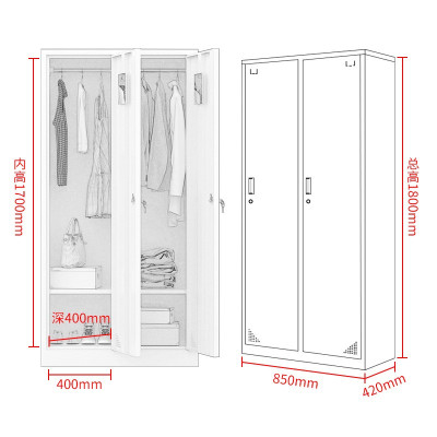 更衣柜员工柜储物柜带锁钢制铁皮柜存包柜鞋柜二门更衣柜