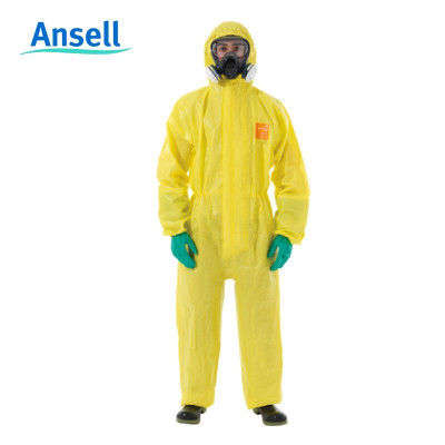 安思尔微护佳(Ansell)AlphaTec®3000-111 连体带帽防尘防化服 黄色 一套