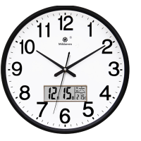 钟表挂钟客厅现代简约石英钟--日历款 C58(33cm) 日历款 黑边白盘 一个