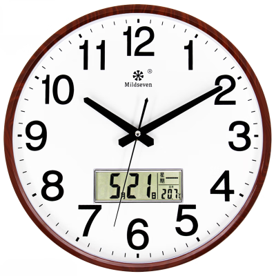 钟表挂钟客厅现代简约石英钟--日历款 C58(33cm) 木纹日历款 一个