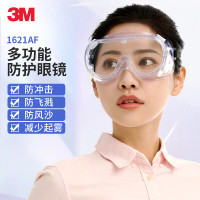 3M 1621AF护目镜防风防尘防沙护眼镜 透明防飞溅防紫外线防雾防护眼镜 10付