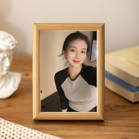 相框 10寸 内径20.3*25.3cm摆台 钢化玻璃 原木色+卡纸+免费洗铺满照片 一个