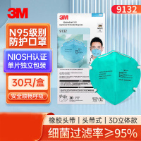 3M N95医用口罩防飞沫防霾流感病毒口罩9132头戴式独立装 30只/盒 5盒装